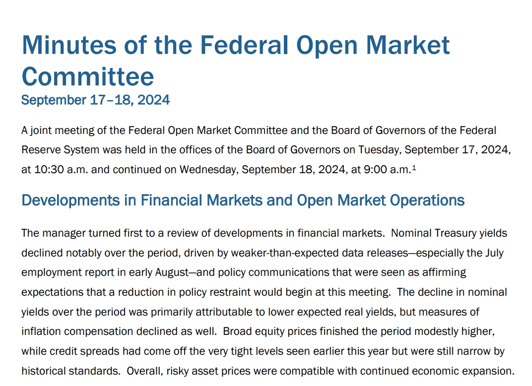 降息重要时刻来袭！美联储11月货币政策会议纪要下周公布